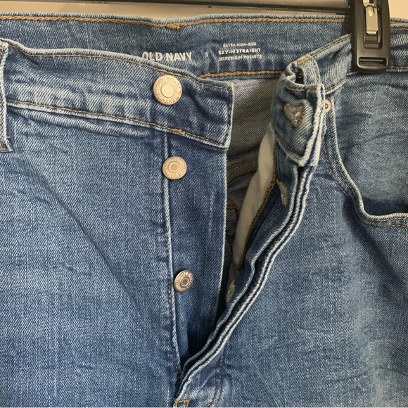 Old Navy extra hi rise button front sky-hi straight secret slim pockets size 16 - Picture 1 of 8